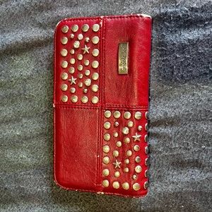 NICOLE LEE faux red leather wallet